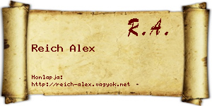Reich Alex névjegykártya